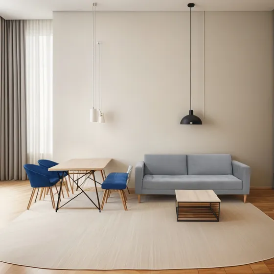Combo Comedor 4p Malaga Y Sofá Cama Babilonia Con Mesa Color Plata azul Diseño de la tela de las sillas Denver