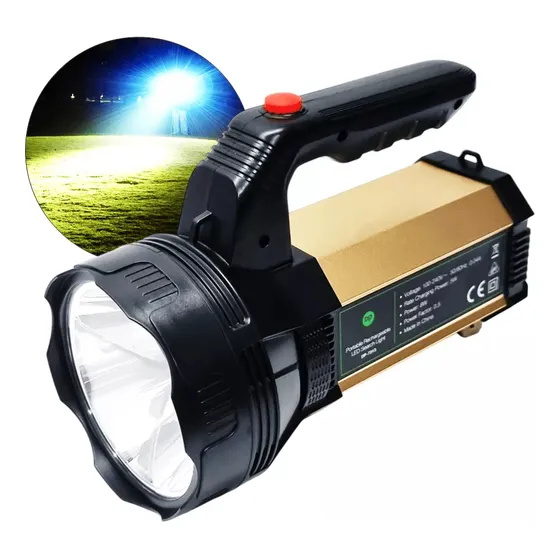 Lanterna Holofote Recarregável Potente Caça Pesca Trabalho Lanterna Dourado Com Preto Luz Branco