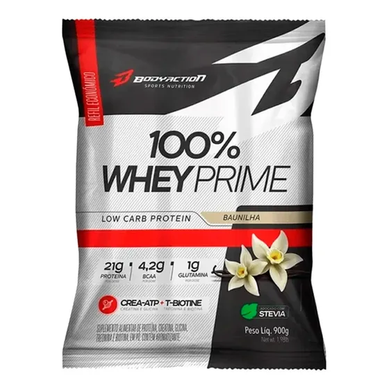 100% Whey Prime 900g Refil - Body Action - Adoçado C/ Stevia