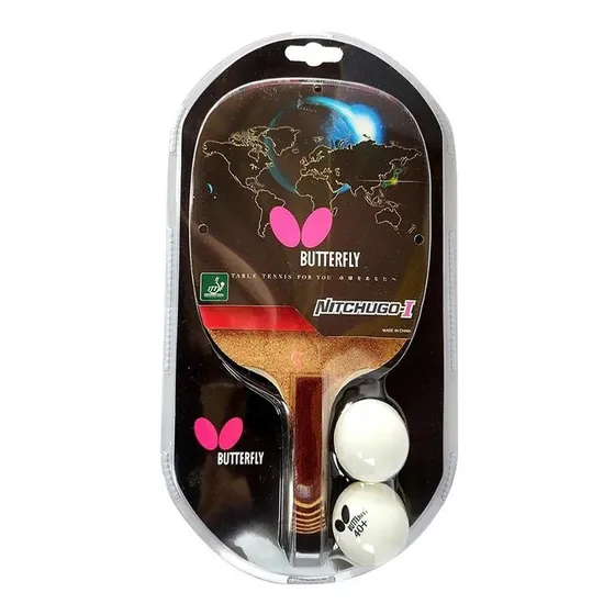 Raquete Tênis De Mesa Caneta Nitchugo-i + 2 Bolas Butterfly