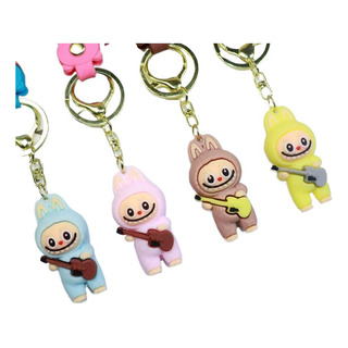 Set Of 4 Playing Guitar Labubu Silicone Keychain Pendant Set Of 4 Playing Guitar Labubu Silicone Keychain Pendant