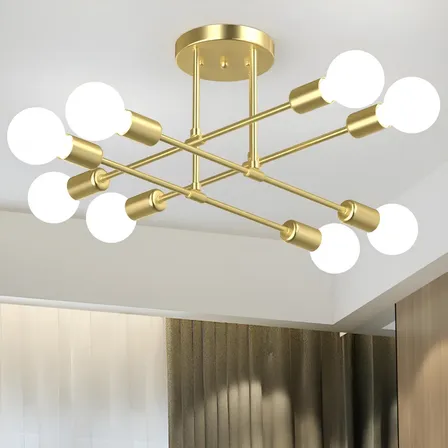 Luminária Lustre Teto Moderno Pendente Para Sala 8 Lâmpadas