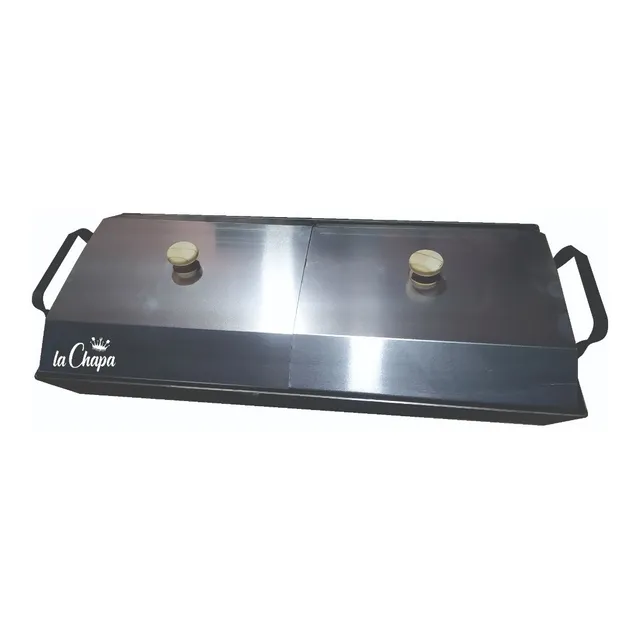 Plancha Chivitera Grande Alta 60x30cm + 2 Tapas De Aluminio 