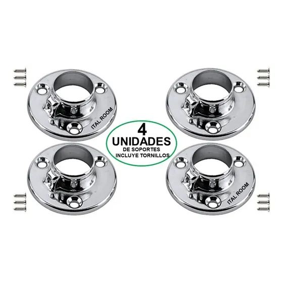 Soporte Para Tubo De Clóset Redondo 1 PuLG Pack X 4 Unidades