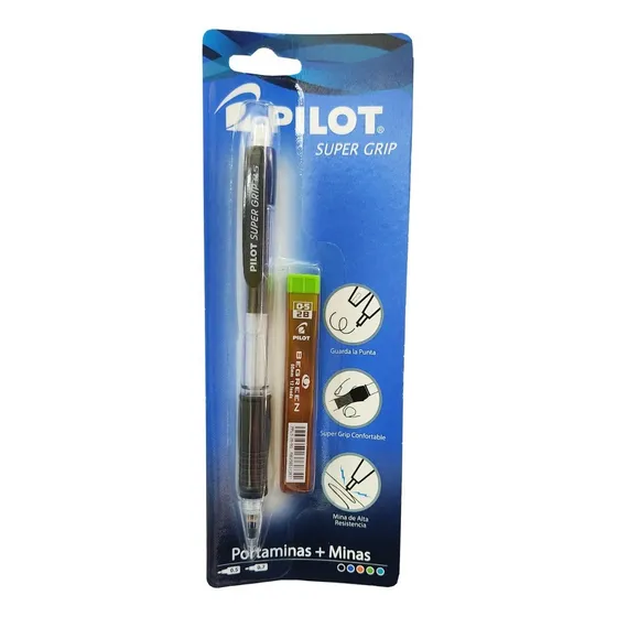 Portaminas Pilot Super Grip 0.5 + Minas 2b Blister