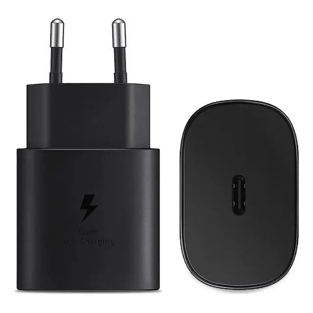 Cargador rápido de 25w para iPhone 15 16 y Samsung S22 S23 S24 color negro