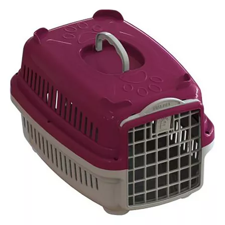 Caixa De Transporte Pet Cães E Gatos Forte N2 Cor Vinho