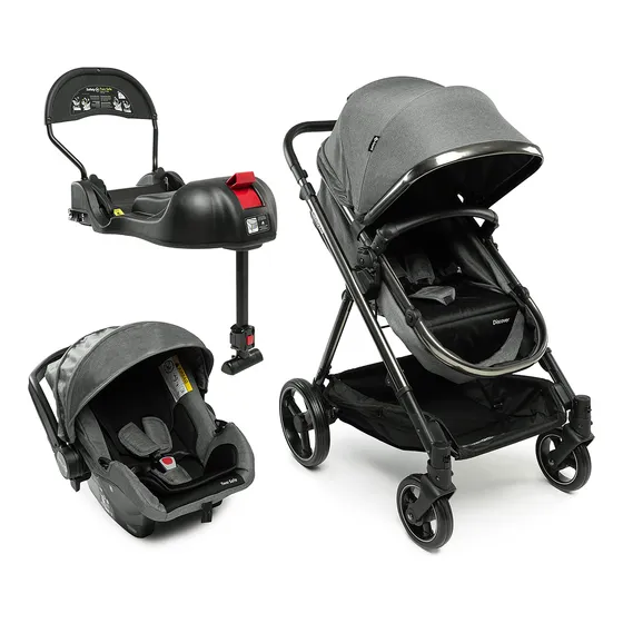 Travel System Safety 1st, Discover Trio, com Isofix, 0 a 15kg, Grey Chrome