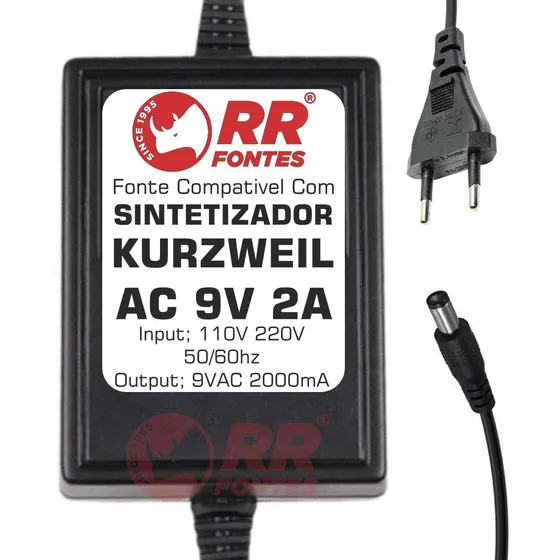 Fonte Ac 9v Para Teclado E Piano Digital Kurzweil Kme61