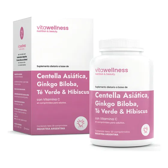 Centella, Ginkgo, Te Verde & Hibiscus Vitawellness X 30 Comp Sabor Neutro