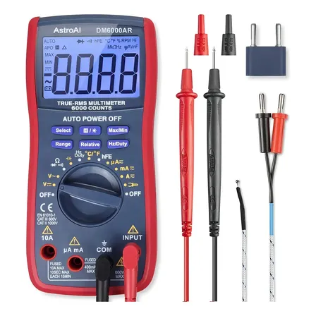 Multímetro profissional e analisador digital AstroAI capacimetro TRMS 6000 Voltímetro Ohmímetro Testador de alcance automático;mede com precisão tensão, corrente,resistência, diodos,continuidade