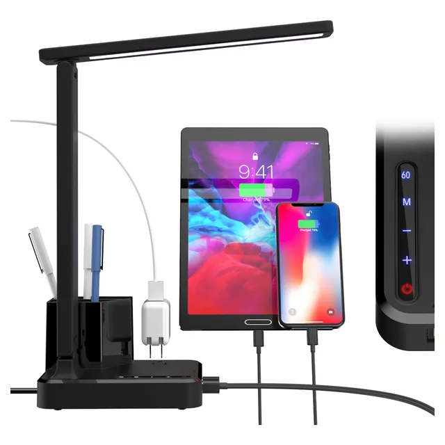 Lámpara De Escritorio Led Regulable Con Soporte Para