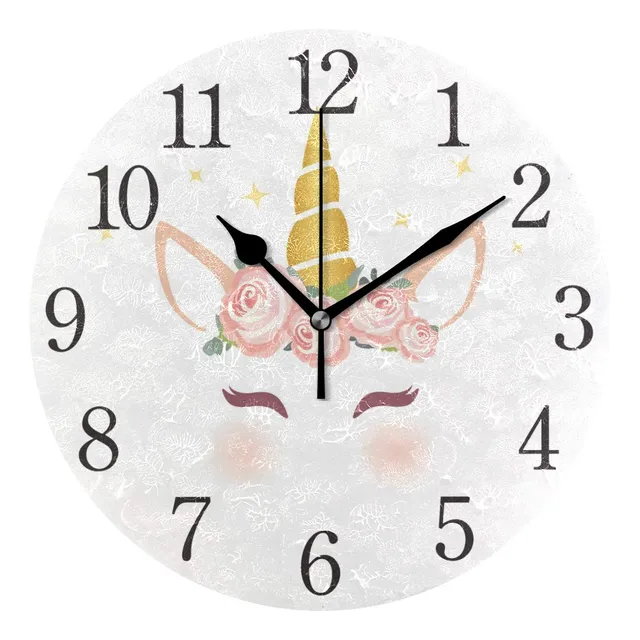 Reloj Pared Diseño Unicornio Gato Silencioso Redondo Facil