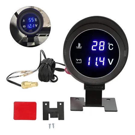 Voltímetro + Marcador De Temperatura Automotivo Profissional Azul