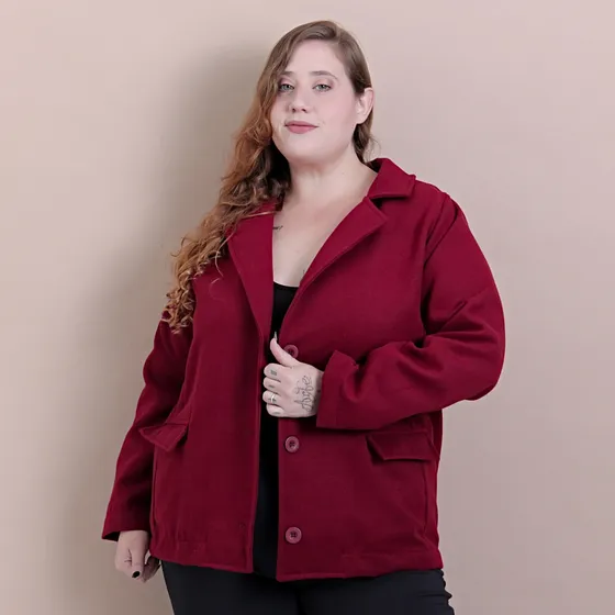 Tapado Sobre Todo Estilo Blazer De Paño Moda Talles Grandes