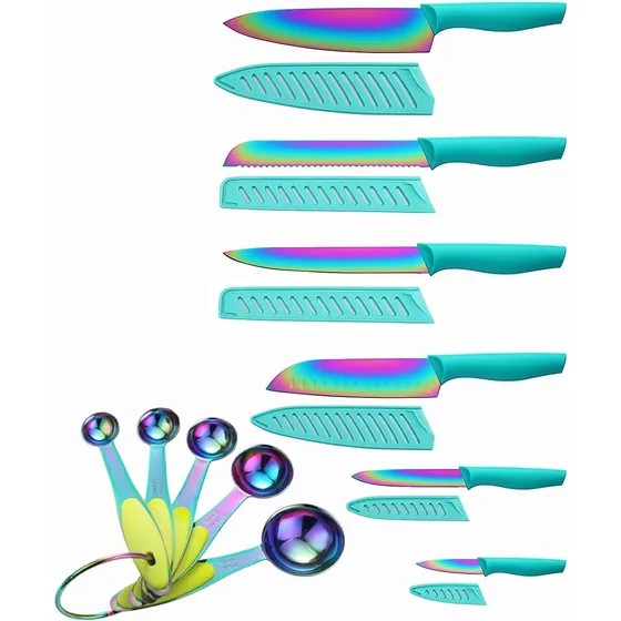 Juego De Cuchillos Con Fundas Y Cucharas, 17 Pcs, Tornasol
