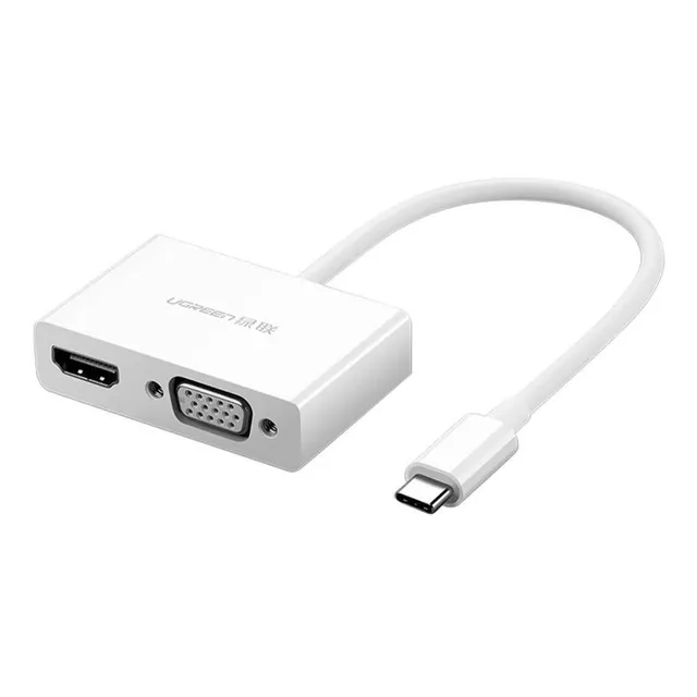 Hub Adaptador Usb-c A Hdmi 4k+vga 2-1 Ugreen color blanco