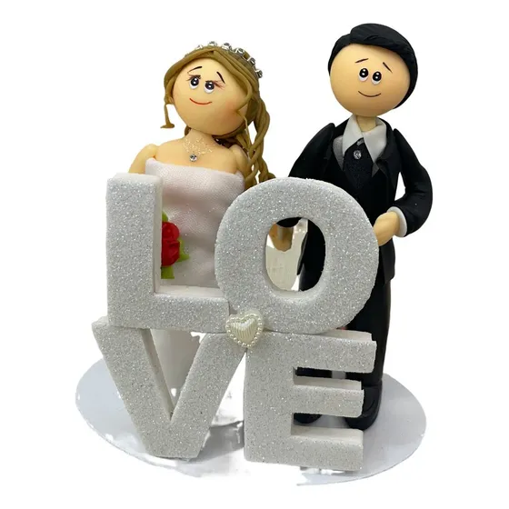 Topo De Bolo Em Biscuit - Casamento - Noivinhos Mod.029