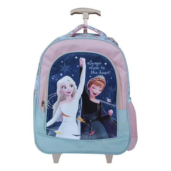 Mochila Niña Escolar Frozen Jacquard Con Carro 40x30 Cm Color Menta
