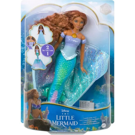 Boneca Princesa Ariel articulada Hora da Transformação A pequena sereia Disney hlx13 Mattel