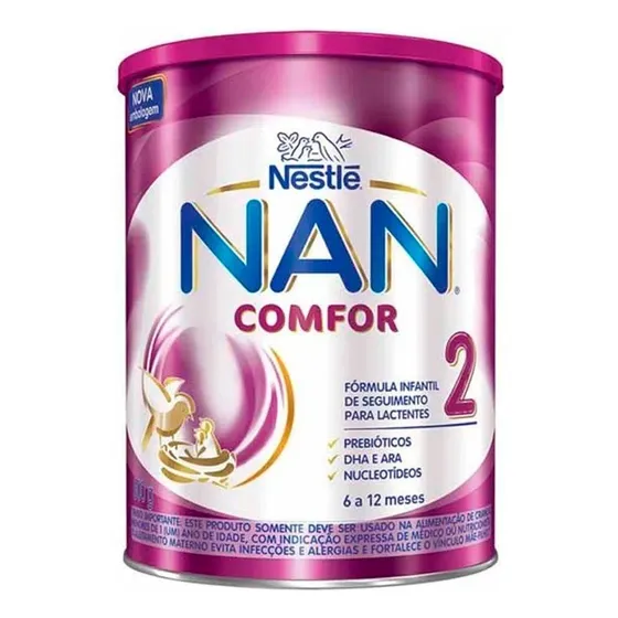 Leche de fórmula en polvo sin TACC Nestlé Nan Comfor 2 en lata de 1 de 800g - 6 meses a 1 años