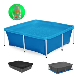 Kit Piscina De Armação 2000l Mor + Bola Verde+ Capa, Forro Kit Piscina De Armação 2000l Mor + Bola Verde+ Capa, Forro