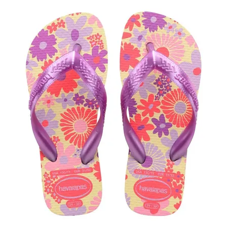 Chinelo Havaianas Flores Infantil Kids Floral Menina Top Buttercream Flores Buttercream 27/28