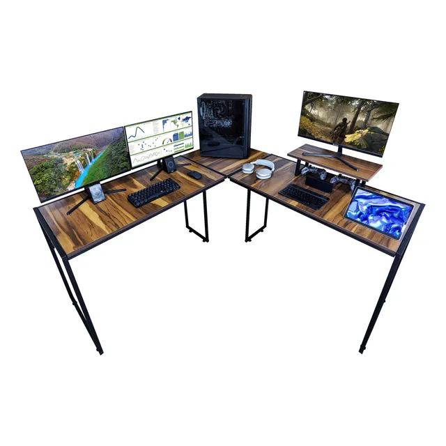 Escritorio Gamer Brivi T2l - Acero Robusto Estacion Trabajo Negro - Tzalam