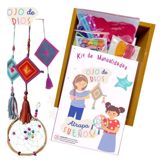 Juego Artesania 2 En 1 Ojo De Dios + Atrapasueños Niños
