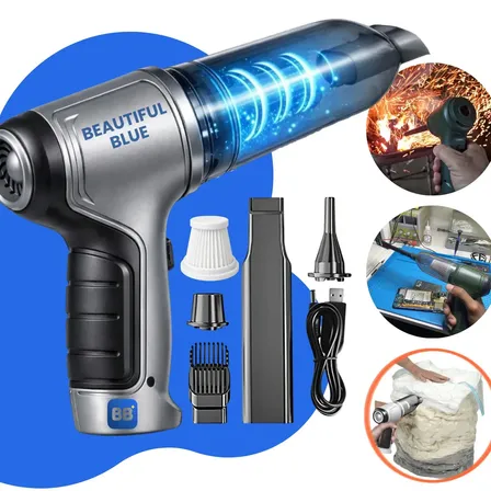 Aspirador De Pó Mini Soprador 3em1 Usb 1 Refil Portátil Recarregável Marca Beautiful Blue