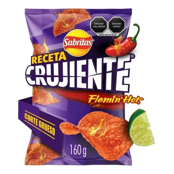 2 Pza Papas Fritas Sabritas Receta Crujiente Flamin Hot 160