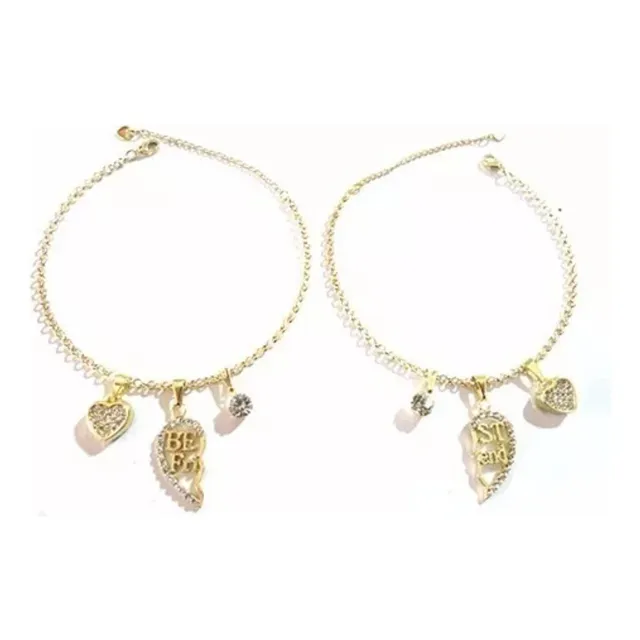 2 Pulseiras Amizade Eternas Amigas Folheado A Ouro 18k