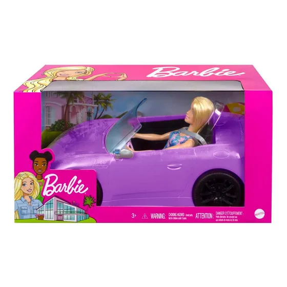 Carro conversível + Boneca Barbie - cor roxa
