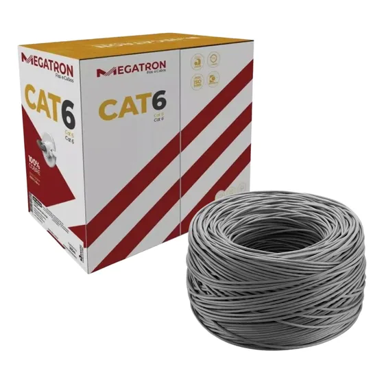 Cabo De Rede Megatron Cat6 305m U/utp Cm 23awg 4p Cinza