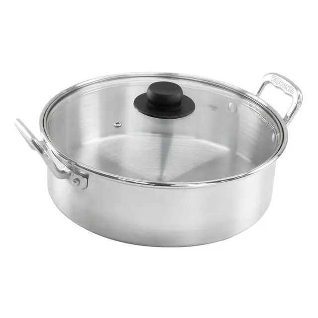 Olla Arrocera Vasconia Color Plata 28cm De Aluminio Con Tapa Color Gris