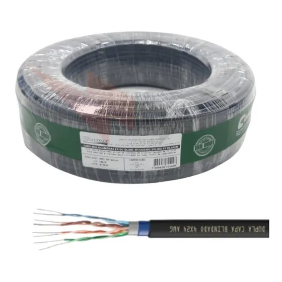 Cabo Multicameras 4x24awg Cftv Externo Blindado 120 Metros