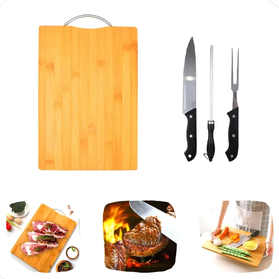 Kit Churrasqueiro Masterchef Goumert Tábua Faca Garfo Chaíra