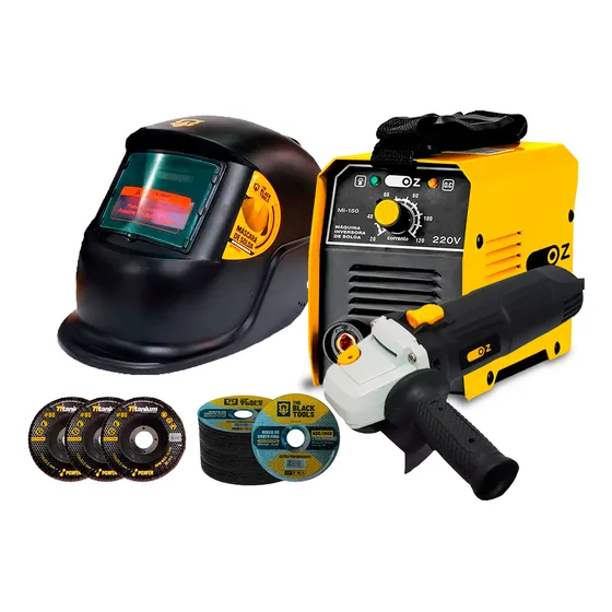 Máquina Inversora Solda 220v Eletrodo + Esmerilhadeira + Kit