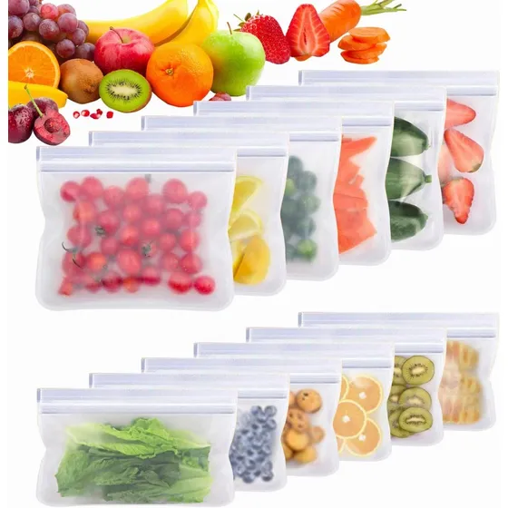 20 Bolsas De Silicona Herméticas Reutilizables Para Alimento