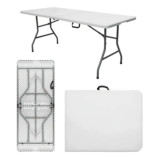 Vxplay Mesa Plegable 150cm rectangular camping color blanco