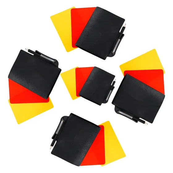 5 Set Tarjetas Árbitro Futbol Roja Amarilla + Papel + Lápiz Color Negro