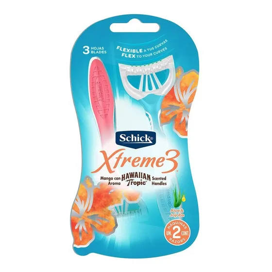 Rastrillos Desechables Schick Xtreme3 Hawaiian Tropic con 2 Rastrillos
