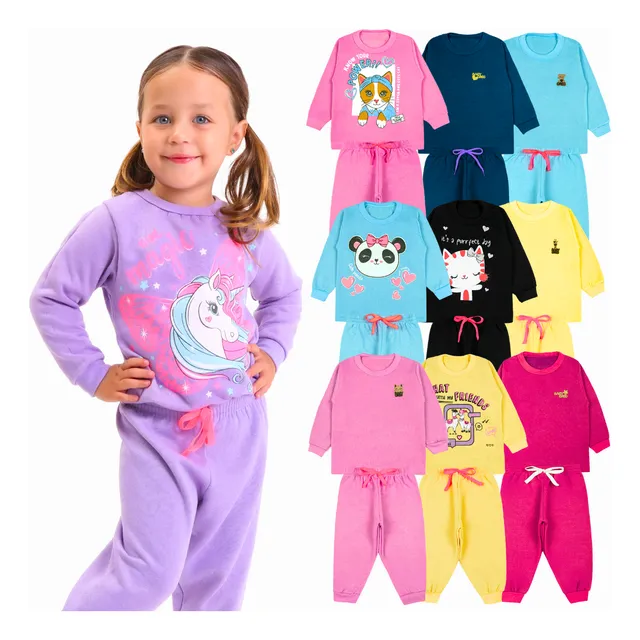 Kit 10 Peças Conjunto Infantil Inverno Menina Moletom Frio