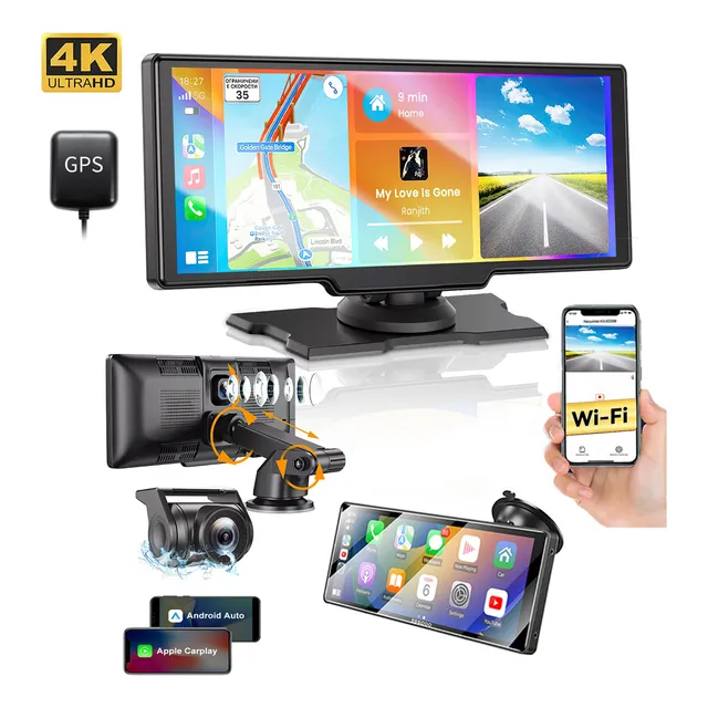 Autoestéreo Essgoo 20 10.26in 4k Gps Con Dashcam Inalámbrico Carplay Color Negro