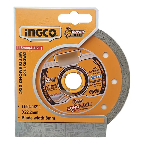 Disco Diamantado Corte Humedo 4 1/2 115mm Ingco Dmd021152 Color Amarillo