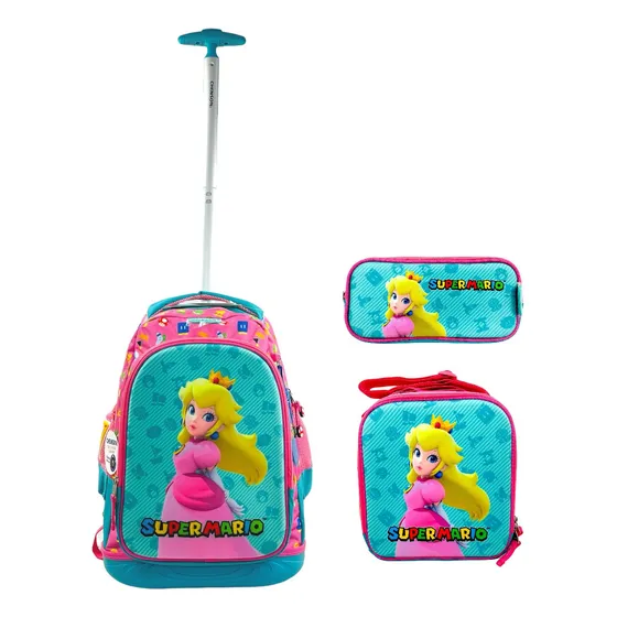 Mochila Carro Lonchera Lapicera Mario Bros Peach Chenson