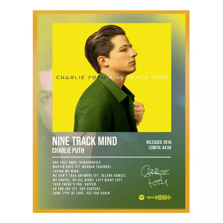 Poster Charlie Puth Nine Track Album Music Firma 45x30