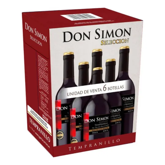 6 Piezas Vino Tinto Don Simon Tempranillo 750 Ml c/u