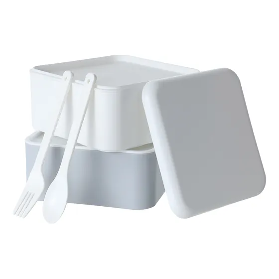 Caja Bento Cuadrada De Doble Capa 1600ml (blanco)