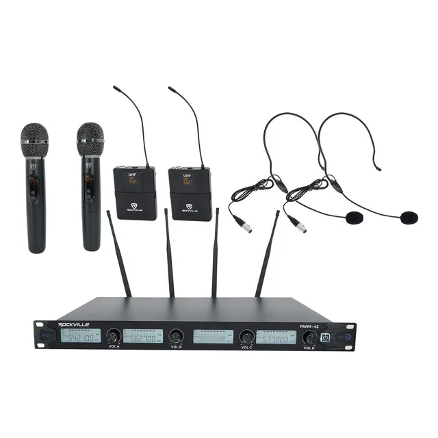 Sistema De Micrófono Inalámbrico Uhf 4 Canales Negro